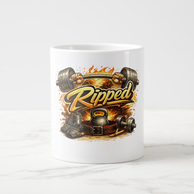 Caneca De Café Grande Design de Treino de Academia Rasgado (Frente)
