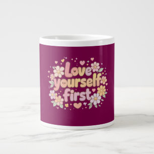 Caneca De Café Grande Design Floral de Citação Amorosa Fofa   Estética