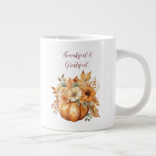 Caneca De Café Grande Design Floral Pumpkin Pumpkin no Dia de Ação de Gr