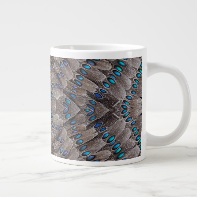 Caneca De Café Grande Design Fractal Pena de Faisão (Direita)