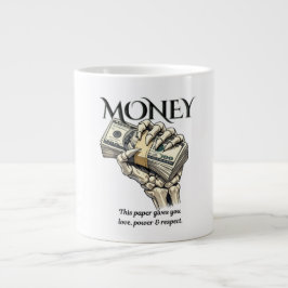 Caneca De Café Grande Design Gráfico de Mão de Esqueleto Segurando Dinhe