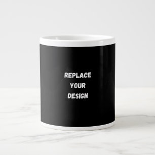 Caneca De Café Grande Design preto personalizado Adicionar foto ou texto