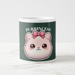 Caneca De Café Grande Design Princesa Fofa Arco de Gatinho Rosa