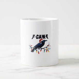 Caneca De Café Grande Design Retrô Clássico de Natal de Corvo Engraçado