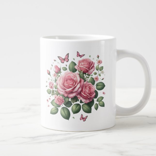 Caneca De Café Grande Design Rosa Rosa Rosa Rosa Rosa (Direita)