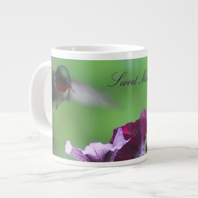 Caneca De Café Grande Designer Floral do Hummingbird (Frente Esquerda)
