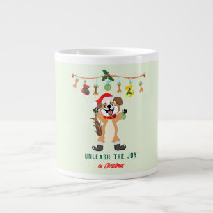 Caneca De Café Grande Desperte a Alegria do Cachorro de Natal