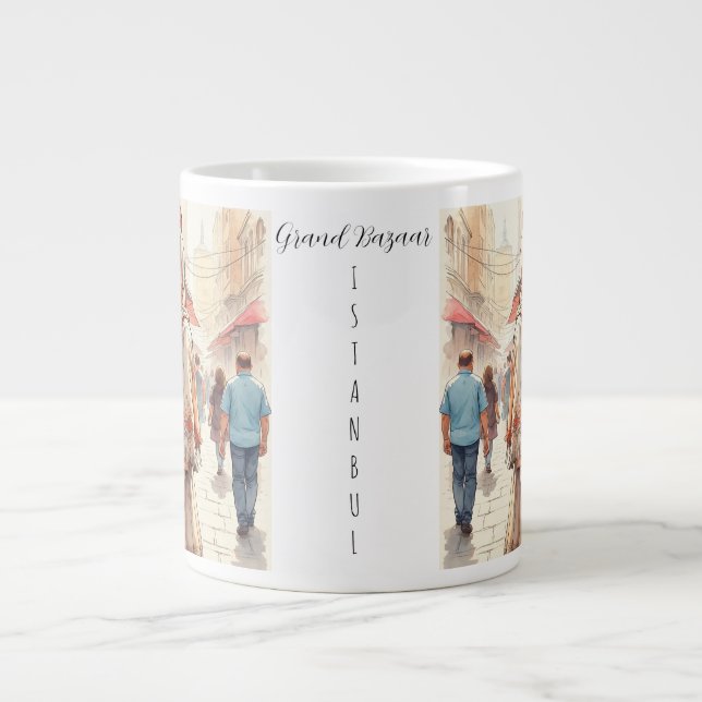 Caneca De Café Grande Destino Turístico de Istambul, Turco, Turkeye (Frente)