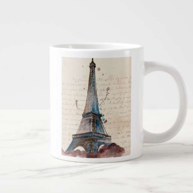 Caneca De Café Grande Destinos | Cartas Da Torre Eiffel (Direita)