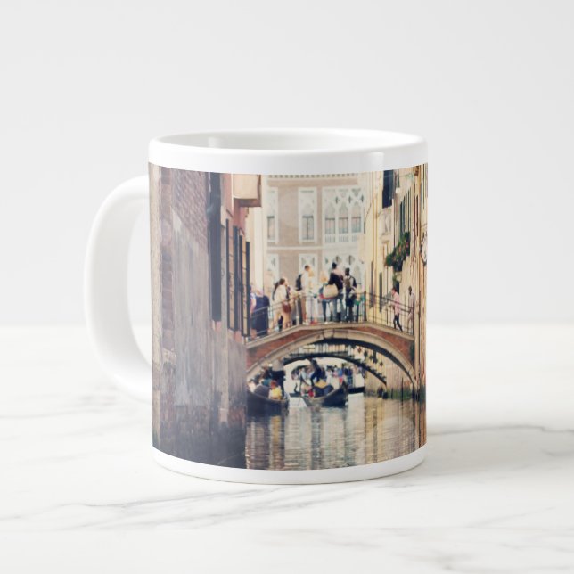 Caneca De Café Grande Destinos | Fotografia de Veneza Gondolas (Frente Esquerda)