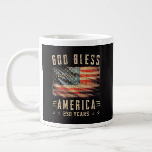 Caneca De Café Grande Deus Abençoa a América 250 Anos 1776-2026