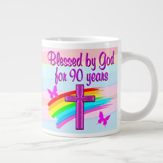CANECA DE CAFÉ GRANDE DEUS ADORANDO 90 ANIVERSÁRIO BLESSINGS MUG (Direita)