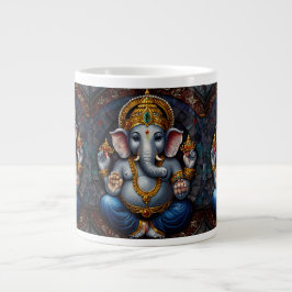 Caneca De Café Grande Deus Bonito de Garnesh em elefante, em mosaico azu