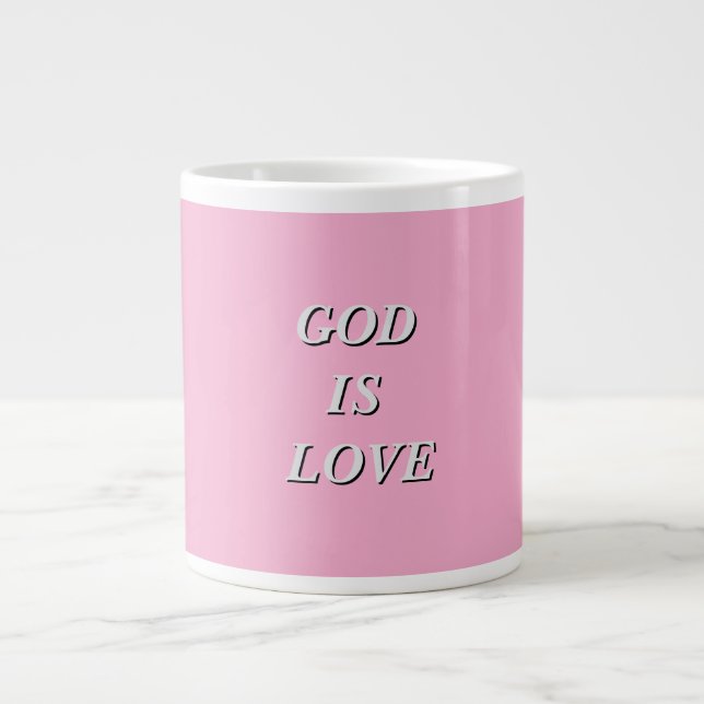 Caneca De Café Grande DEUS É AMOR Rosa Maciço (Frente)