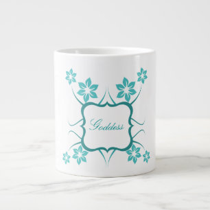 Caneca De Café Grande Deusa Floral Jumbo Mug, Teal