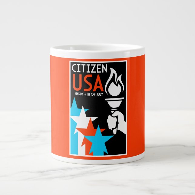 Caneca De Café Grande Dia da Independência Americana (Frente)