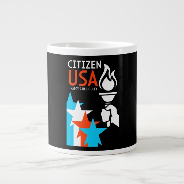 Caneca De Café Grande Dia da Independência Americana (Frente)