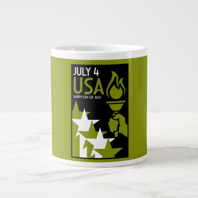 Caneca De Café Grande Dia da Independência Americana (Frente)