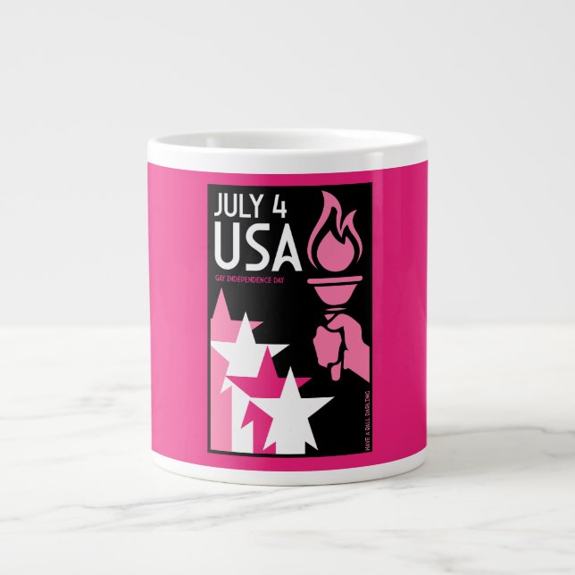 Caneca De Café Grande Dia da Independência gay (Frente)