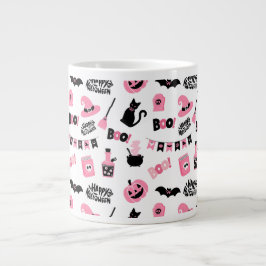 Caneca De Café Grande Dia das Bruxas Rosa e Negro