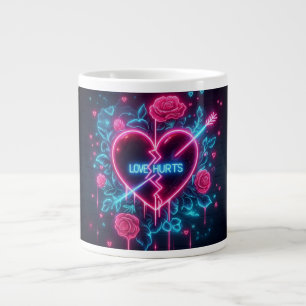 Caneca De Café Grande Dia de os namorados Ama Machuca Neon Heart