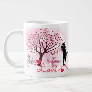 Caneca De Café Grande Dia de os namorados do Casal Elegante 