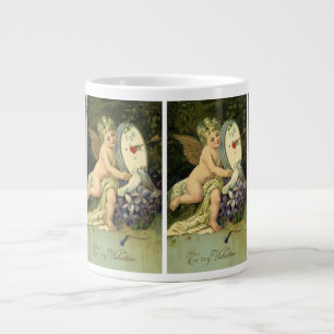 Caneca De Café Grande Dia de os namorados Vintage Victorian, Pássaros A