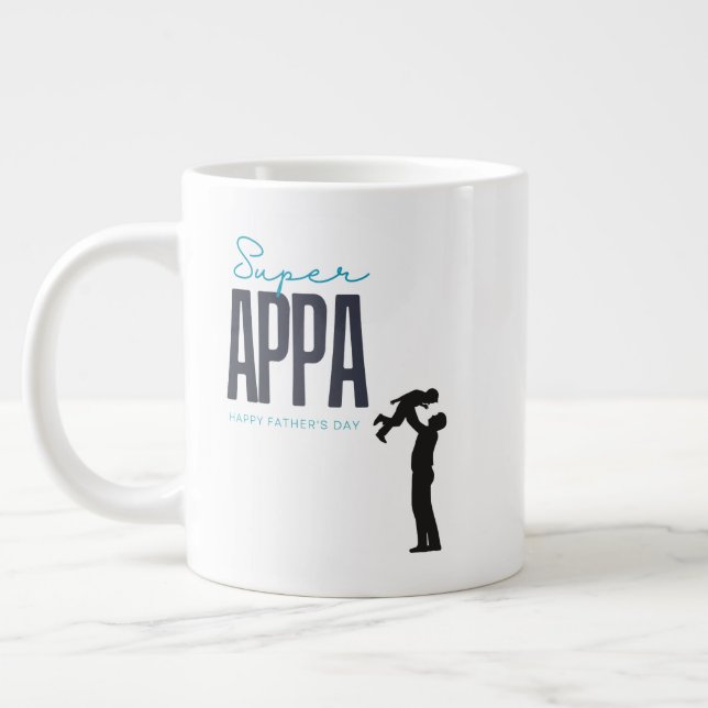 Caneca De Café Grande dia de os pais feliz super Appa (Esquerda)