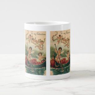 Caneca De Café Grande Dia dos Namorados Antigo, Querubins Vitorianos em 