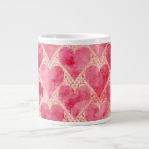 Caneca De Café Grande Dia dos Namorados, Coração de Amor Rosa Vermelho P