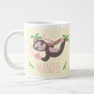 Caneca De Café Grande Dia dos Namorados Corações de Preguiça Amarelo Ros