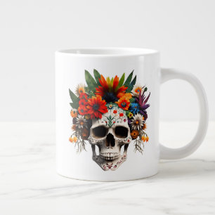 Caneca De Café Grande Dia dos Rosas do Crânio do Açúcar Morto