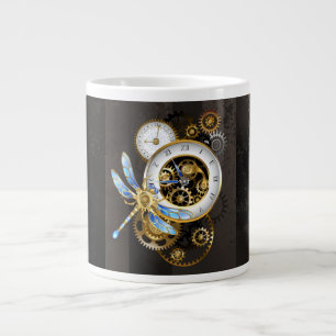 Caneca De Café Grande Dials Steampunk com Dragonfly