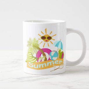 Caneca De Café Grande Dias de férias na praia sorridentes de sol nos ócu
