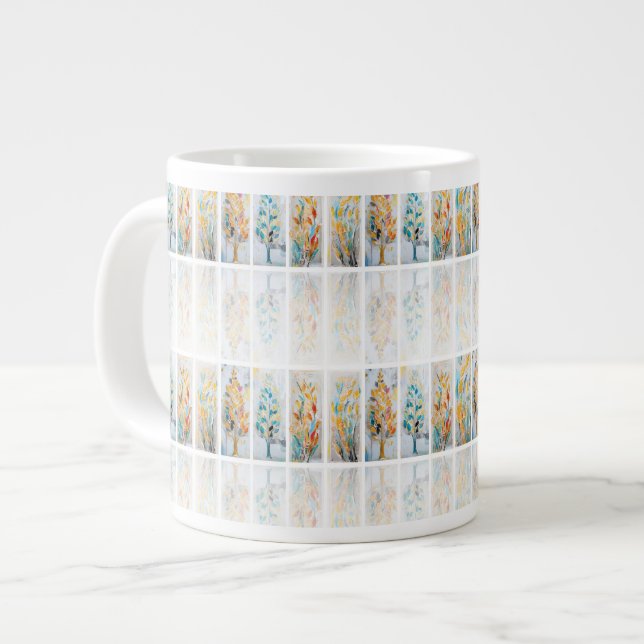 Caneca De Café Grande DigAI Golden Jubilee Botanicals Tile Jumbo Mug (Frente Esquerda)