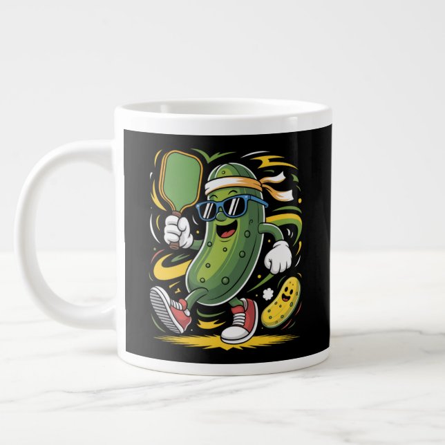 Caneca De Café Grande Dill Pickle Jogando Pickleball (Esquerda)