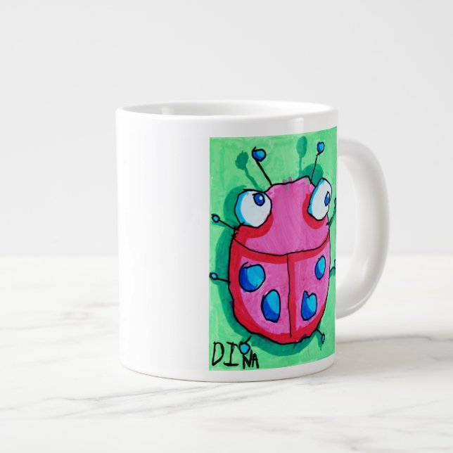 Caneca De Café Grande Dina's Ladybug (imagem dupla) Tamanho jumbo (Frente Esquerda)