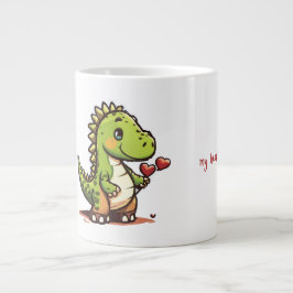 Caneca De Café Grande Dinossauro Bonito com Corações