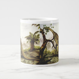 Caneca De Café Grande Dinossauros Antigos, Plateossauro Pastando em Árvo