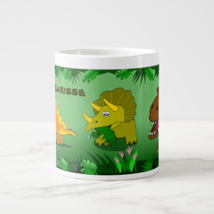Caneca De Café Grande Dinossauros no Jumbo Mug, nome personalizado da se