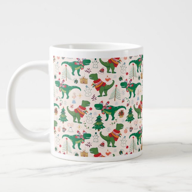 Caneca De Café Grande Dinossauros no Padrão de Natal dos Suecos (Esquerda)