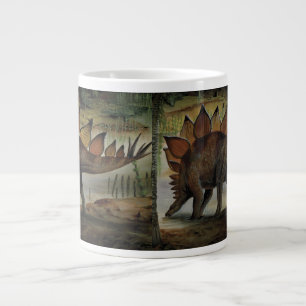Caneca De Café Grande Dinossauros Vintage, Estegossauro, Cauda com Espin