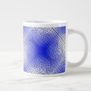 Caneca De Café Grande Distorção Wireframe.C01.GBluex4.Linhas Pretas