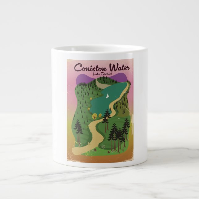 Caneca De Café Grande Distrito de Coniston Water Lake (Frente)