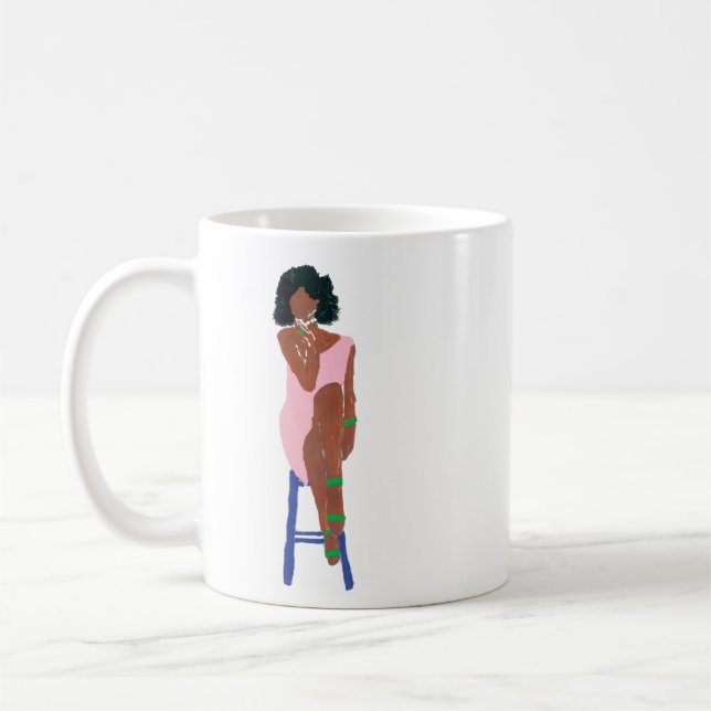 Caneca De Café Grande Diva em Rosa e Verde (Esquerda)