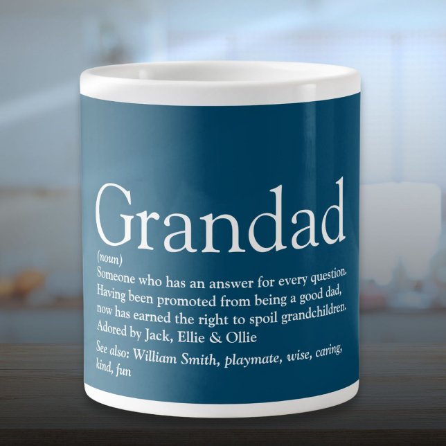 Caneca De Café Grande Diversão Azul Melhor Definição De Avô De Vovô (Fun Blue Best Ever Grandpa Grandad Definition Giant Coffee Mug)