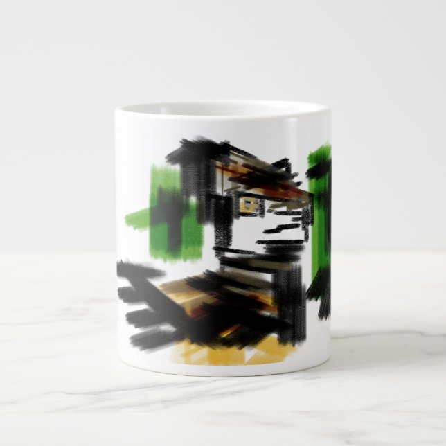 Caneca De Café Grande Diversão de inverno com lobos (Frente)