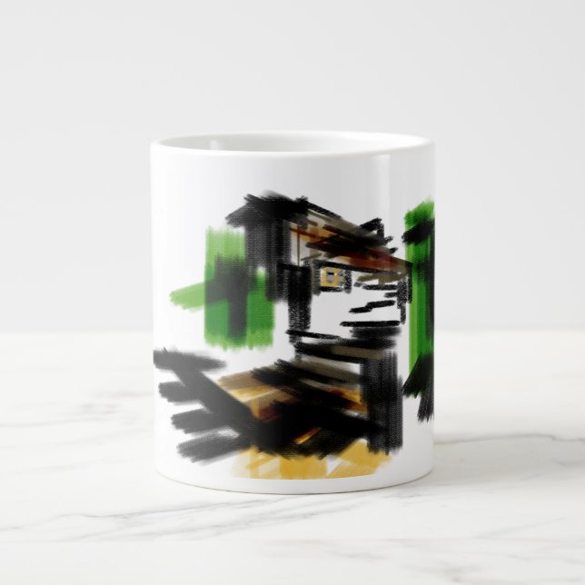 Caneca De Café Grande Diversão de inverno com lobos (Frente)
