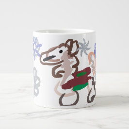 Caneca De Café Grande Diversão de lhama no inverno