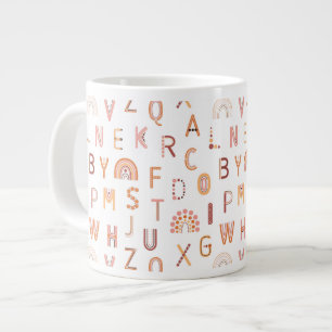 Caneca De Café Grande Diversão do Rainbow Alphabet Pattern